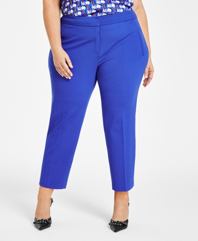 Bar Iii Plus Size Compression Straight-leg Pants, Created For Macy's In Deep Blue
