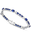 Macy's Synthetic Ruby Link Bracelet In Sterling Silver (also In Synthetic Sapphire) In Sapphire