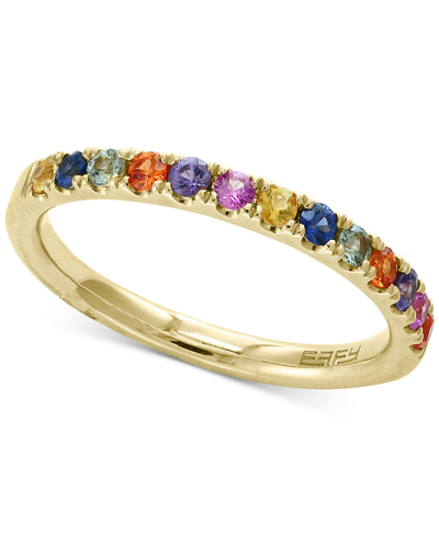 Effy Collection Watercolors By Effy Multi-sapphire Band (5/8 Ct. T.w.) In 14k White Gold In Multi Sapphire,yellow Gold