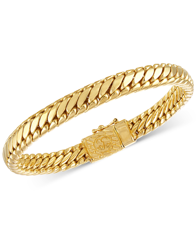 Esquire Men's Jewelry Heavy Serpentine Link Bracelet In 14k Gold-plated Silver, Created For Macy's In K Gold Over Silver