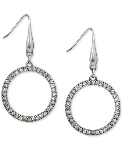 Patricia Nash Pave Open Circle Drop Earrings In Silver Ox