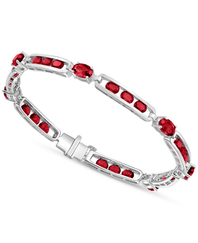 Macy's Synthetic Ruby Link Bracelet In Sterling Silver (also In Synthetic Sapphire)