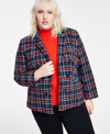 BAR III PLUS SIZE TWEED FAUX-DOUBLE-BREASTED BLAZER, CREATED FOR MACY'S