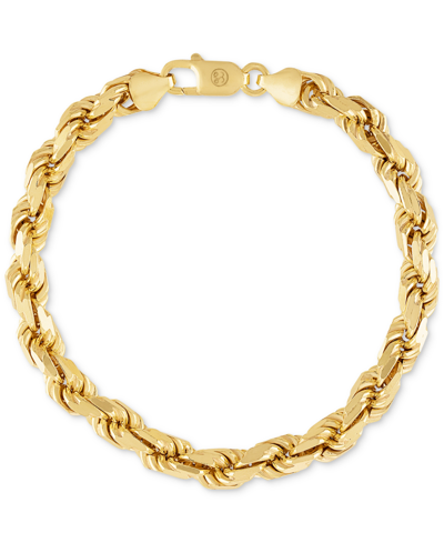 Esquire Men's Jewelry Rope Link Chain Bracelet (7.5mm), Created For Macy's In Gold Over Silver