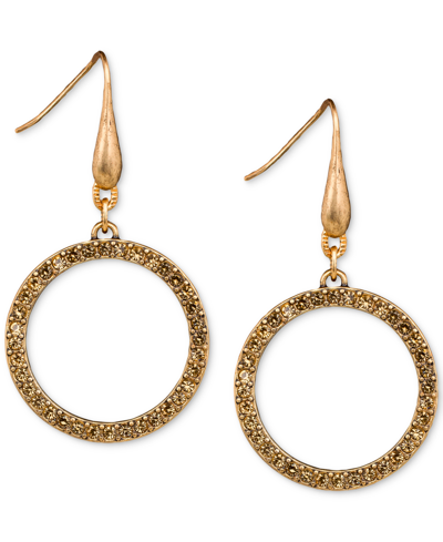 Patricia Nash Pave Open Circle Drop Earrings In Antique Gold
