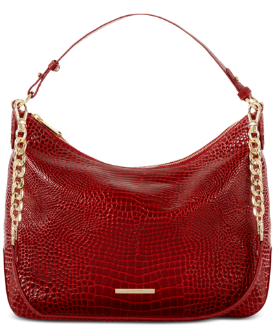 Brahmin Heather Glissandro Embossed Leather Shoulder Bag In Red