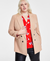 BAR III PLUS SIZE BI-STRETCH FAUX-DOUBLE-BREASTED BLAZER, CREATED FOR MACY'S