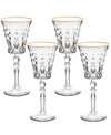 Lorren Home Trends Marilyn Gold-tone Red Wine Goblets, Set Of 4 In Gold