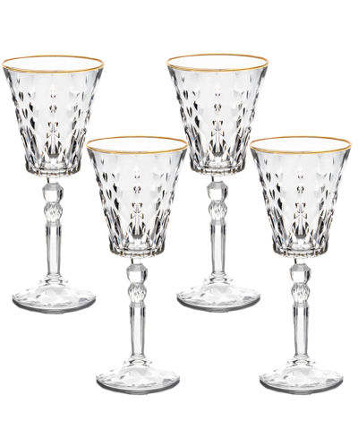 Lorren Home Trends Marilyn Gold-tone Red Wine Goblets, Set Of 4