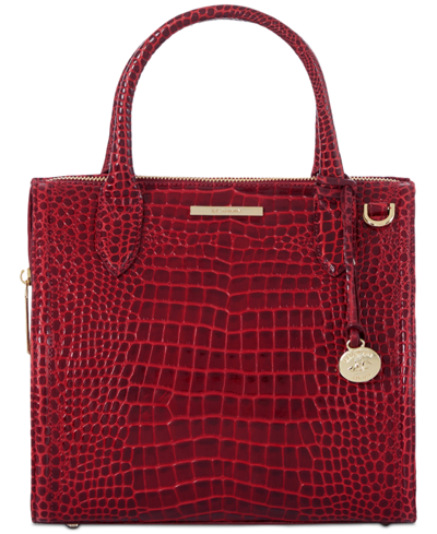 Brahmin Small Caroline Glissandro Embossed Leather Satchel In Red