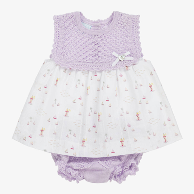 Artesania Granlei Babies' Girls Purple Knitted & Woven Dress