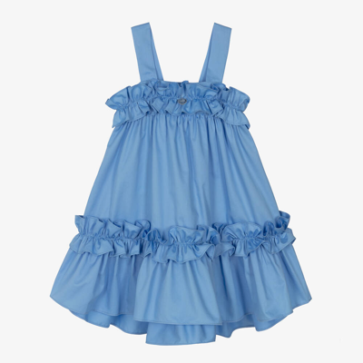 Lapin House Babies' Girls Blue Cotton Ruffles Dress