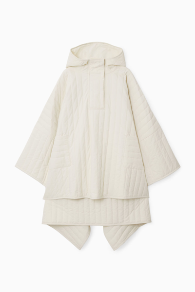 Cos Hooded Padded Cape In Beige