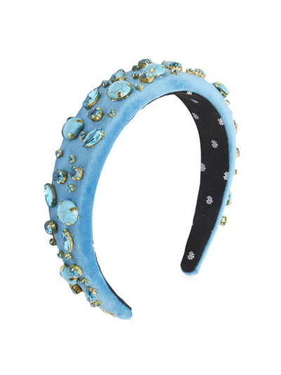 Lele Sadoughi Women's Alice Crystal-embellished Velvet Headband In Turquoise