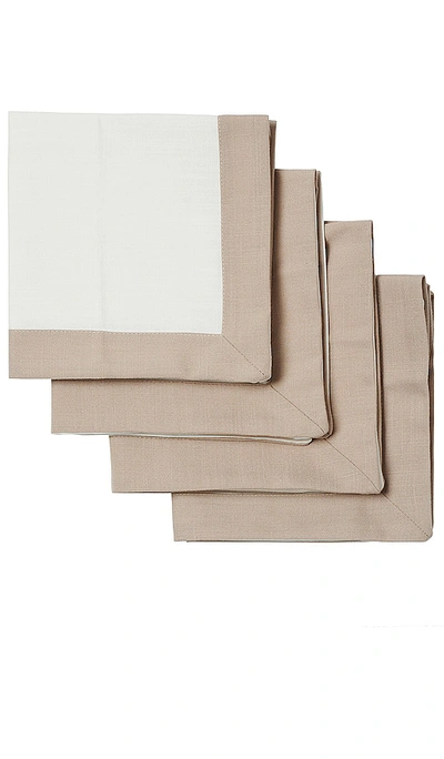 In The Roundhouse White & Beige Napkins Set In N,a