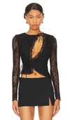 Superdown Anahi Wrap Lace Top In Black