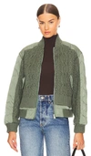 Simkhai Rollins Quilted Shell And Cable Knit Bomber Jacket In Park Slope