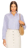 Isabel Marant Étoile Eliora Striped Button-front Crop Shirt In Azure