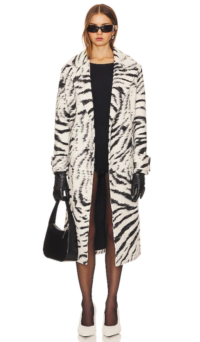 Allsaints Mabel Double Breasted Monochrome Coat In Black/ White