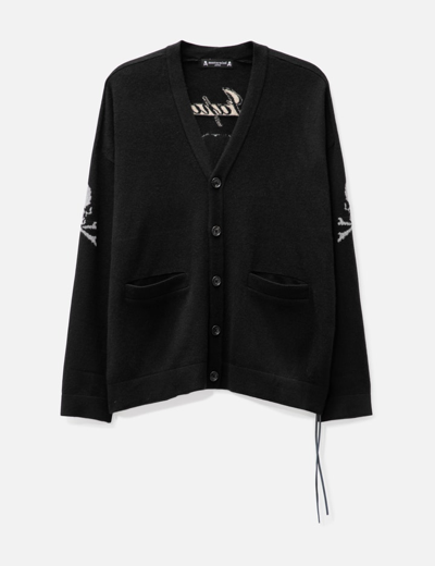 Mastermind Japan Skull-intarsia Cashmere Cardigan In Black