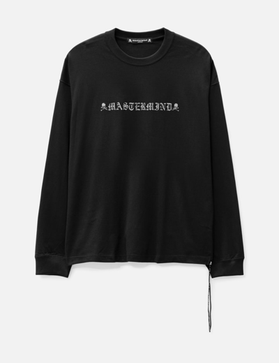 Mastermind Japan Boxy Fit Rubbed Logo Long Sleeve T-shirt In Black