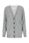 Maison Margiela V-neck Long-sleeve Cardigan In Gray