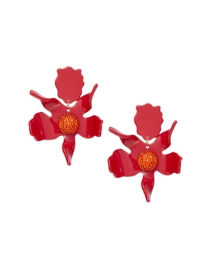 Lele Sadoughi Crystal Ball Acetate Lily Statement Earrings In Scarlet