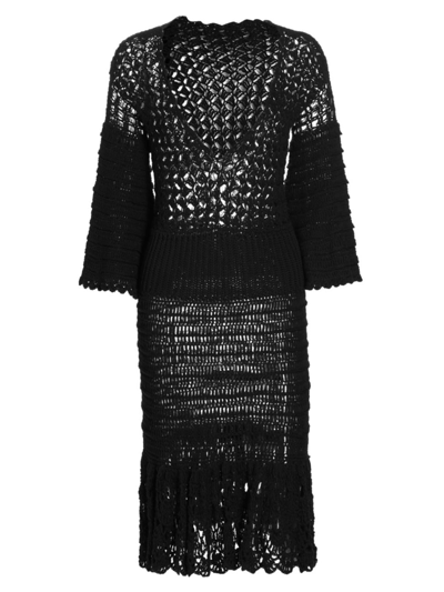 Frederick Anderson Women's Take Me Away Crochet Cotton Knee-length Dress In Black