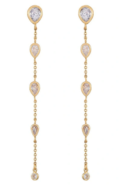 Ettika Bezel Linear Drop Earrings In Gold