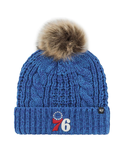 47 Brand Women's ' Royal Philadelphia 76ers Meeko Cuffed Knit Hat With Pom