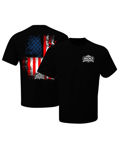 Checkered Flag Sports Men's  Black 2024 Daytona 500 American Flag T-shirt