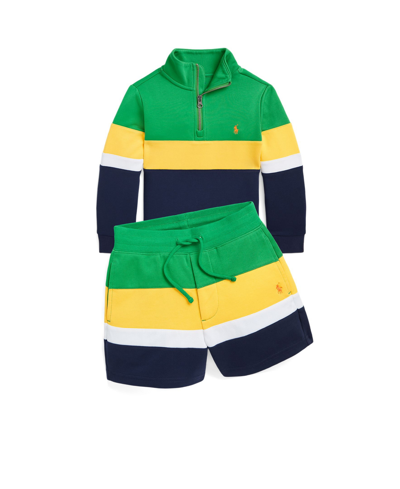 Polo Ralph Lauren Kids' Toddler And Little Boys Double-knit Quarter-zip Sweatshirt In Preppy Green