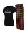 CONCEPTS SPORT WOMEN'S CONCEPTS SPORT BLACK, ORANGE OKLAHOMA STATE COWBOYS ARCTIC T-SHIRT AND FLANNEL PANTS SLEEP S