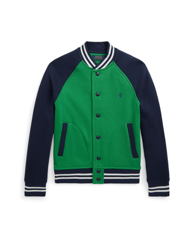 Polo Ralph Lauren Kids' Big Boys Color-blocked Fleece Baseball Jacket In Preppy Green,newport Navy