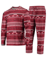 Concepts Sport Cardinal Arkansas Razorbacks Ugly Sweater Long Sleeve T-shirt And Pants Sleep Set In Cardinal