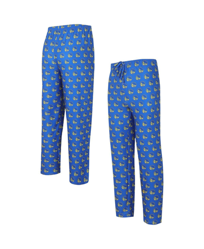 Concepts Sport Men's  Royal Golden State Warriors Allover Logo Print Gauge Sleep Pants In Blue
