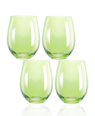 Qualia Glass Carnival Stemless 19 oz Wine Glasses, Set Of 4 In Green