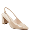 Marc Fisher Women's Leanea Block Heel Dress Slingback Pumps In Light Natural Patent- Faux Patent Leathe
