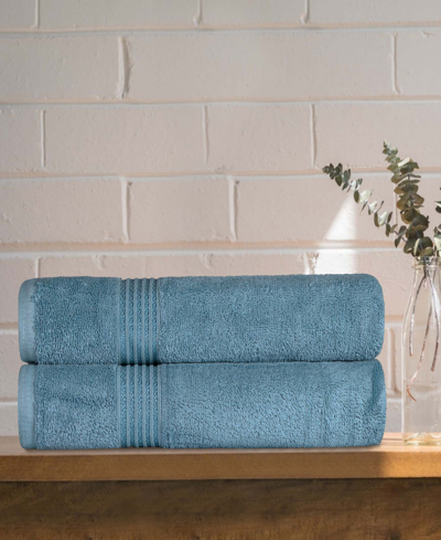 Superior Solid Quick Drying Absorbent 2 Piece Egyptian Cotton Bath Sheet Towel Set In Sapphire