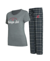 Concepts Sport Women's  Charcoal, Gray Washington State Cougars Arctic T-shirt And Flannel Pants Slee In Charcoal,gray