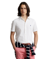 Polo Ralph Lauren Slim-fit Button-down Collar Logo-embroidered Cotton-blend Poplin Shirt In White