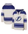 47 BRAND MEN'S '47 BRAND OATMEAL TAMPA BAY LIGHTNING ROCKAWAY LACE-UP PULLOVER HOODIE