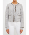 Endless Rose Sequin Trim Cardigan In Gray