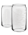 NARBO THE CAN SEATTLE MAP 16 OZ EVERYDAY GLASSWARE, SET OF 2