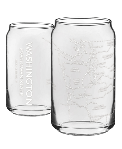 Narbo The Can Philadelphia Map 16 oz Everyday Glassware, Set Of 2 In White