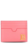 Balmain B Buzz Leather Card Case In Pink