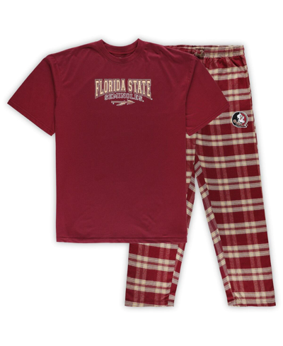 Profile Men's  Garnet, Gold Florida State Seminoles Big And Tall 2-pack T-shirt And Flannel Pants Set In Garnet,gold