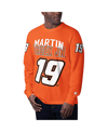 STARTER MEN'S STARTER ORANGE MARTIN TRUEX JR CLUTCH HIT GRAPHIC LONG SLEEVE T-SHIRT