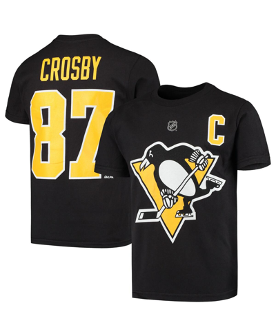 Outerstuff Kids' Big Boys Sidney Crosby Black Pittsburgh Penguins Player Name And Number T-shirt