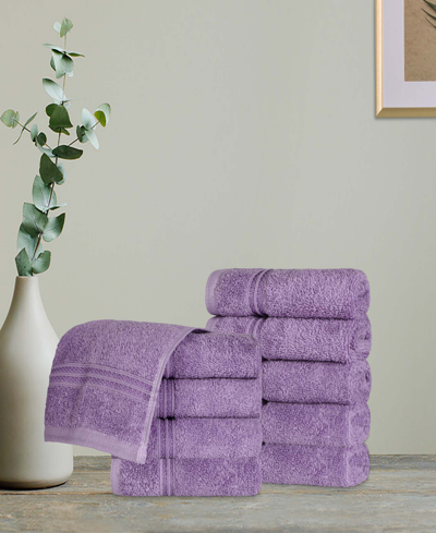 Superior Solid Quick Drying Absorbent 10 Piece Egyptian Cotton Face Towel Set In Royal Purp